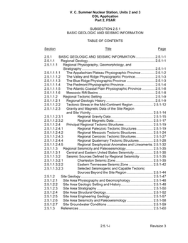 VC Summer Nuclear Station Units 2 & 3 COLA