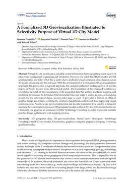 A Formalized 3D Geovisualization Illustrated to Selectivity Purpose of Virtual 3D City Model