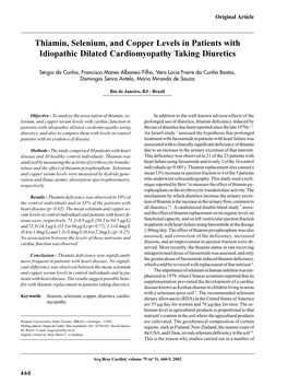 Thiamin, Selenium, and Copper Levels in Patients with Idiopathic Dilated Cardiomyopathy Taking Diuretics