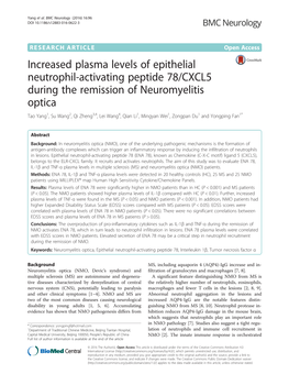Increased Plasma Levels of Epithelial Neutrophil-Activating Peptide 78