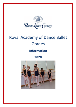 Royal Academy of Dance Ballet Grades Information 2020