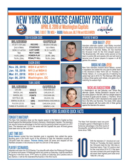 New York Islanders Gameday Preview