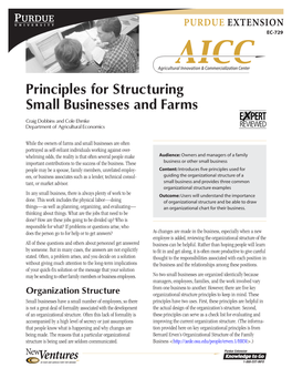 Principles for Structuring Small Businesses and Farms