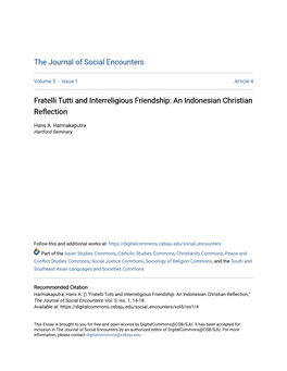 Fratelli Tutti and Interreligious Friendship: an Indonesian Christian Reflection