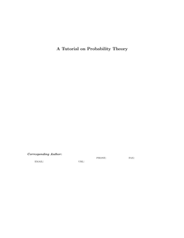 A Tutorial on Probability Theory