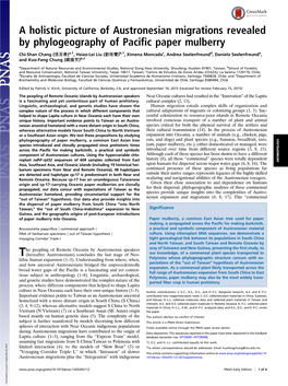 A Holistic Picture of Austronesian Migrations Revealed by Phylogeography of Pacific Paper Mulberry