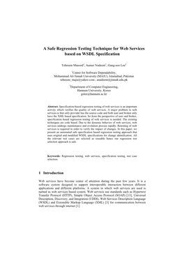 A Safe Regression Testing Technique for Web Services Based on WSDL Specification