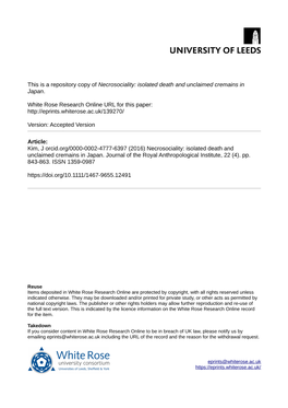 Necrosociality: Isolated Death and Unclaimed Cremains in Japan