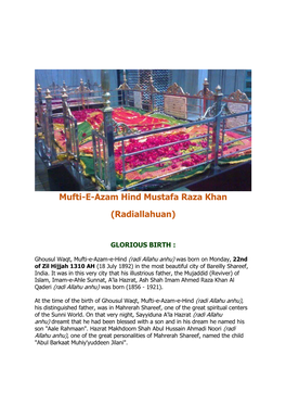 Mufti-E-Azam Hind Mustafa Raza Khan (Radiallahuan)