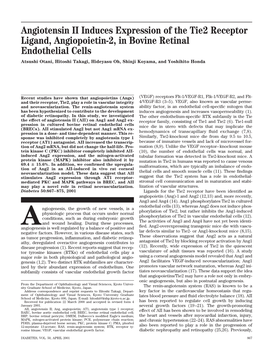 Angiotensin II Induces Expression of the Tie2 Receptor Ligand