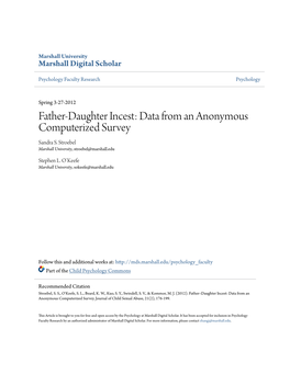 Father-Daughter Incest: Data from an Anonymous Computerized Survey Sandra S