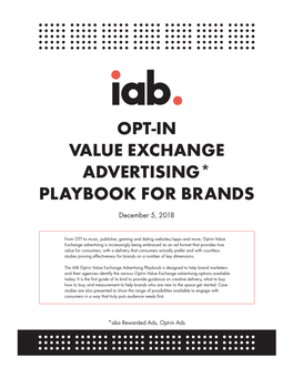Opt-In Value Exchange Advertising* Playbook for Brands
