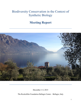 Biodiversity Conservation in the Context of Synthetic Biology Meeting Report