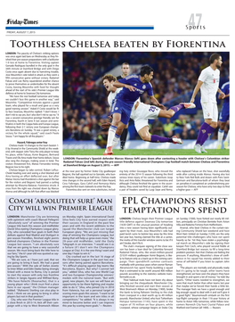 Toothless Chelsea Beaten by Fiorentina