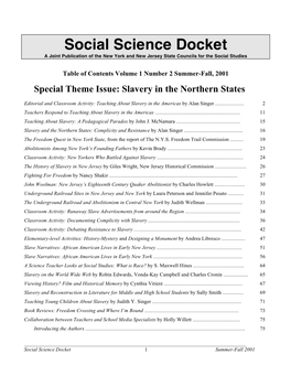 Social Science Docket a Joint Publication of the New York and New Jersey State Councils for the Social Studies