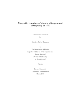 Magnetic Trapping of Atomic Nitrogen and Cotrapping of NH