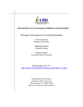 Strategic Convergence in Cricketing Formats