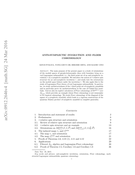 ANTI-SYMPLECTIC INVOLUTION and FLOER COHOMOLOGY 3 Submanifolds