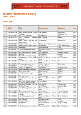 100 Most Borrowed Books 2007 - 2008