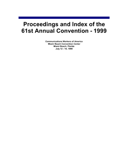Proceedings and Index of the 61St Annual Convention - 1999