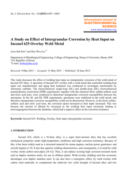 A Study on Effect of Intergranular Corrosion by Heat Input on Inconel 625 Overlay Weld Metal