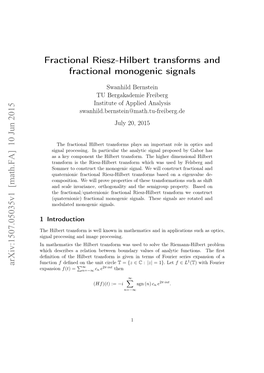 Fractional Riesz-Hilbert Transforms and Fractional Monogenic Signals