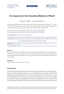 Diptera) of Brazil 59 Doi: 10.3897/Zookeys.162.2370 Research Article Launched to Accelerate Biodiversity Research