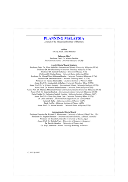 PLANNING MALAYSIA Journal of the Malaysian Institute of Planners