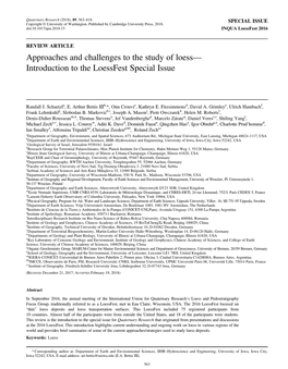 Approaches and Challenges to the Study of Loess— Introduction to the Loessfest Special Issue