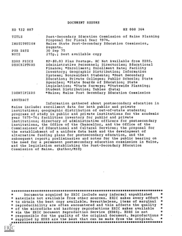 Maine Planning Proposal for Fiscal Year 1974