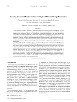 Selecting Ensemble Members to Provide Regional Climate Change Information