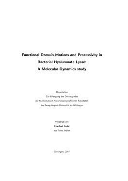 Functional Domain Motions and Processivity in Bacterial Hyaluronate Lyase: a Molecular Dynamics Study