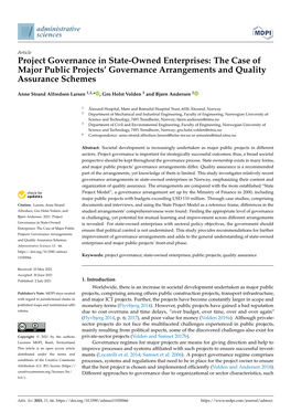 Project Governance in State-Owned Enterprises: the Case of Major Public Projects’ Governance Arrangements and Quality Assurance Schemes