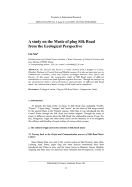 A Study on the Music of Plug Silk Road from the Ecological Perspective