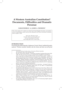 A Western Australian Constitution? Personae