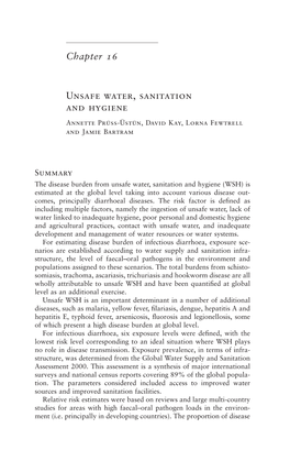 Chapter 16 UNSAFE WATER, Sanitation and Hygiene