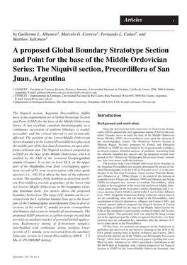 A Proposed Global Boundary Stratotype Section and Point for the Base of the Middle Ordovician Series: the Niquivil Section, Precordillera of San Juan, Argentina