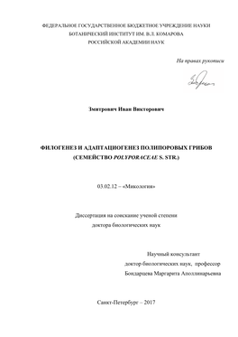 Филогенез И Адаптациогенез Полипоровых Грибов (Семейство Polyporaceae S