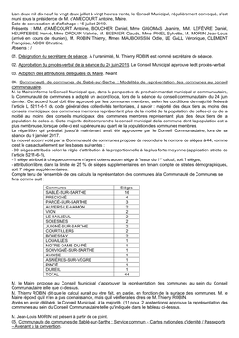 L'an Deux Mil Dix Neuf, Le Vingt Deux Juillet À Vingt Heures Trente, Le Conseil Municipal, Régulièrement Convoqué, S'est Réuni Sous La Présidence De M