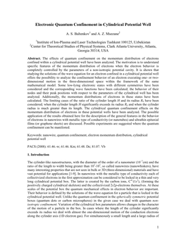 Electronic Quantum Confinement in Cylindrical Potential Well