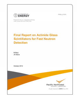 Final Report on Actinide Glass Scintillators for Fast Neutron Detection