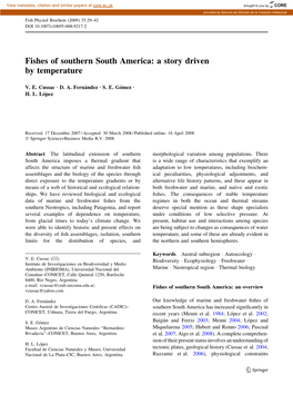 Fishes of Southern South America: a Story Driven by Temperature