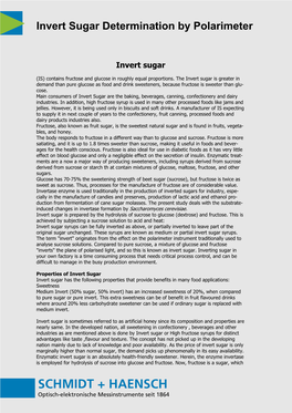 Invert Sugar Determination by Polarimeter