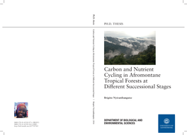 Carbon and Nutrient Cycling in Afromontane Tropical Forests at Different Successional Stages