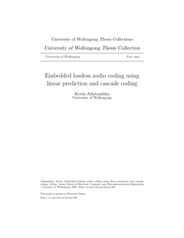Embedded Lossless Audio Coding Using Linear Prediction and Cascade Coding