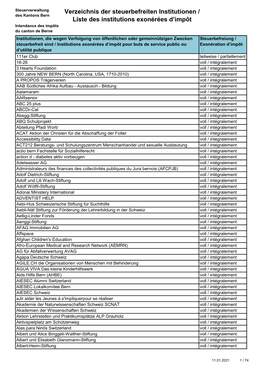 Verzeichnis Der Steuerbefreiten Organisationen