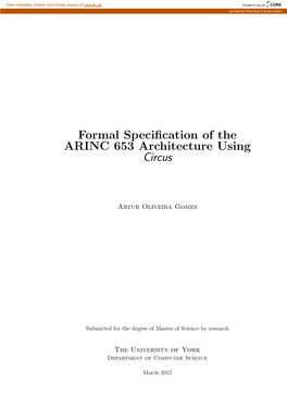 Formal Specification of the ARINC 653 Architecture Using Circus