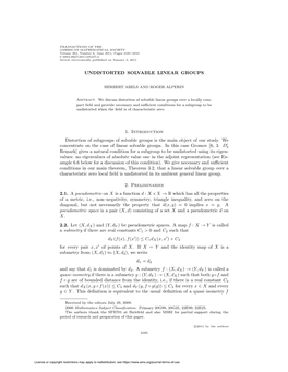 UNDISTORTED SOLVABLE LINEAR GROUPS 1. Introduction Distortion