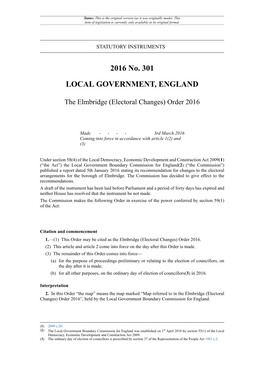 The Elmbridge (Electoral Changes) Order 2016