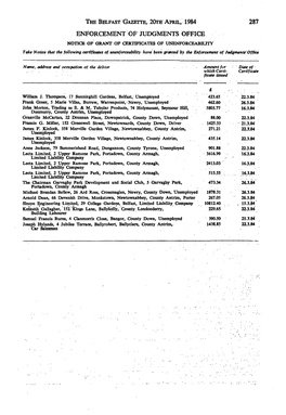 THE BELFAST GAZETTE, 20Rfi APRIL, 1984 287 ENFORCEMENT